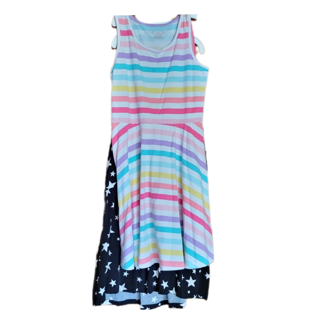 Girl's Dress Bundle (2) Size 7/8, The Children's Place Rainbow Stripes - Picture 5 of 7